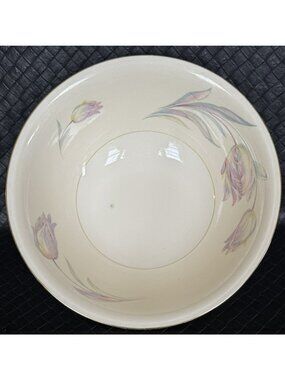 VINTAGE HOMER LAUGHLIN SERVING BOWL 9 INCH EGGSHELL NAUTILUS TULIP 1948 READ